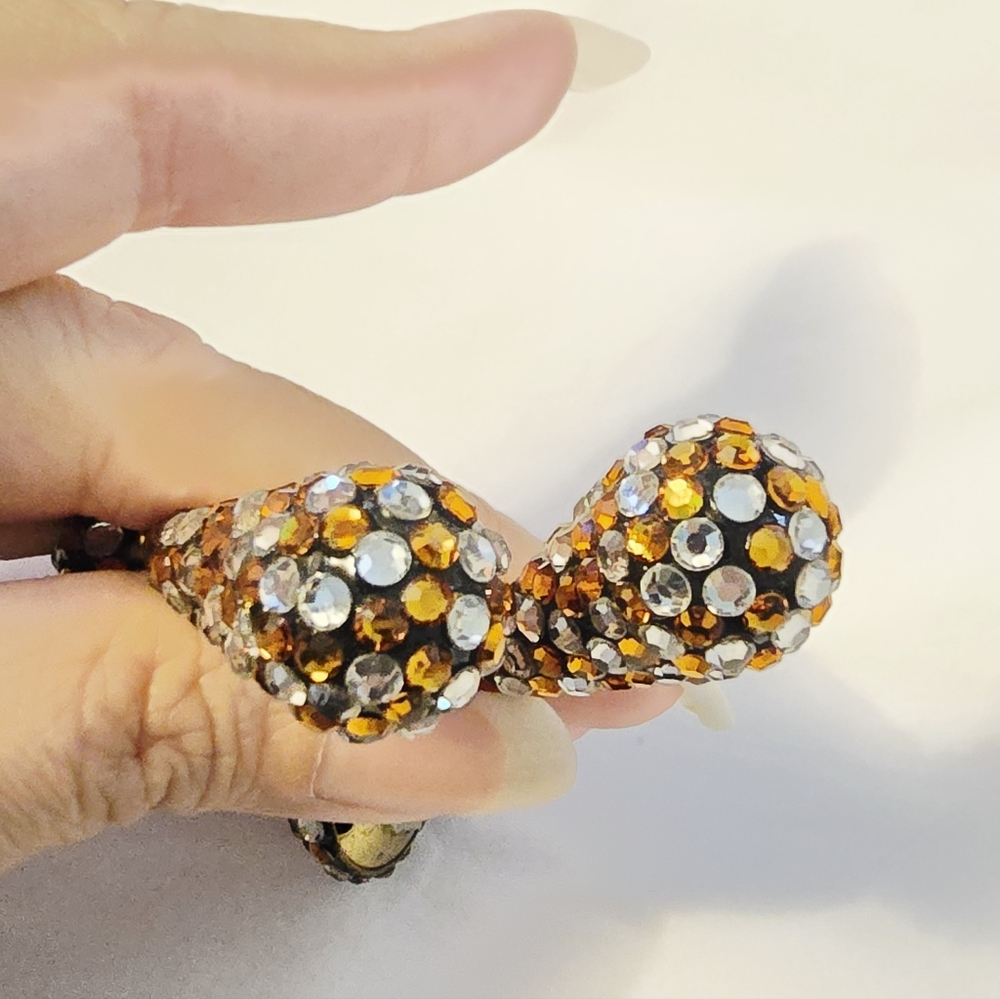Vintage Barbara Groeger Swarovski crystal dangle drop earrings Door Knockers - Picture 6 of 6